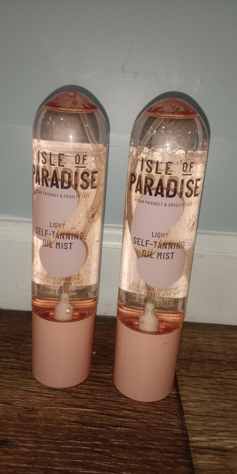 Lot 2-ISLE OF PARADISE Light Self Tanner Tanning Oil Mist Hello Sun-kissed Glow