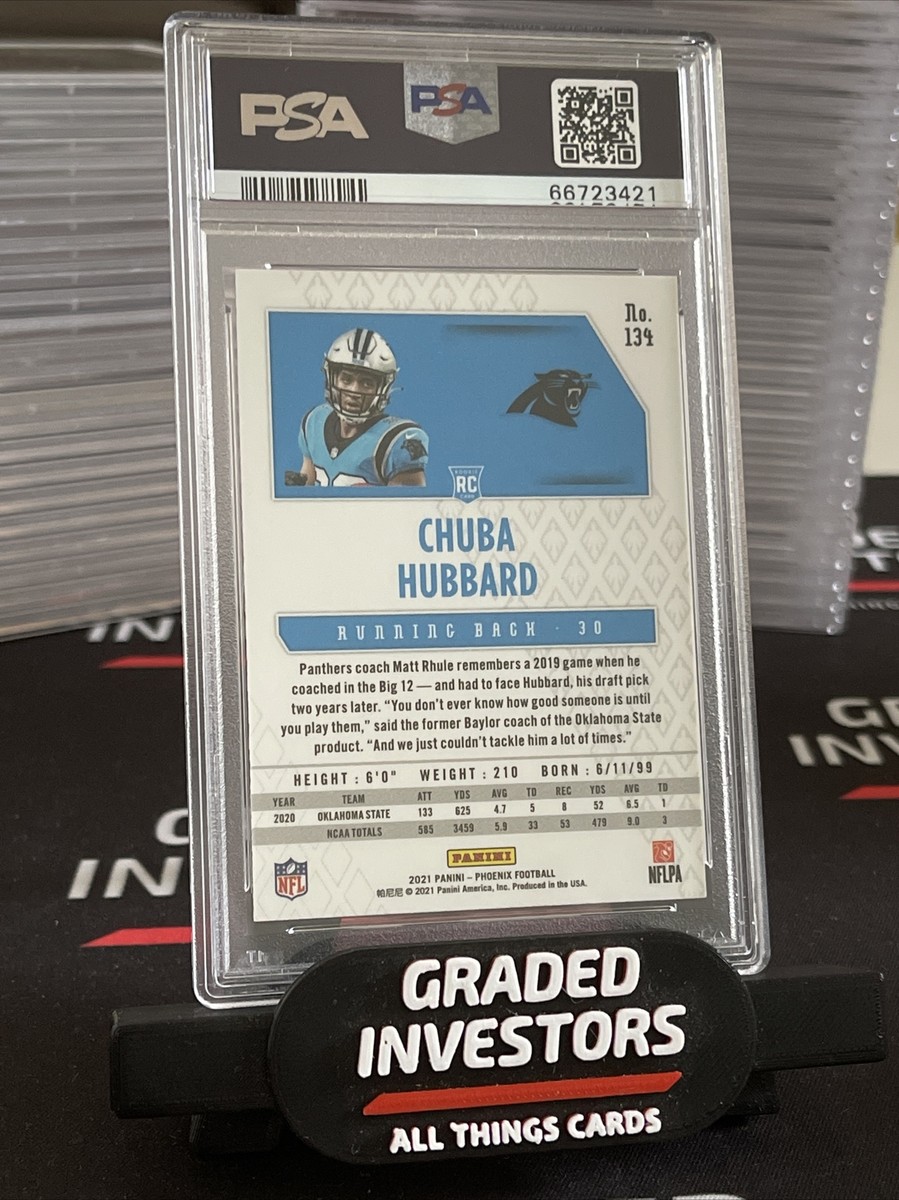Chuba Hubbard PSA 9 MINT 2021 Panini Phoenix Fire Burst Prizm