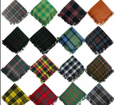 Tartan Scottish Purled Fringe Piper Fly Plaid 48''- 48'' Fly Plaid