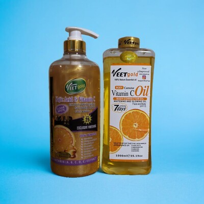 Veet Gold Kojic Vitamin C Shower Bath With Vitamin C Face Body Oil 1000ml