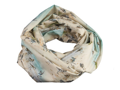 Damen-Rundschal Loop Vögel Strand Meer maritim sand hellblau ca. 25 cm x 140 cm