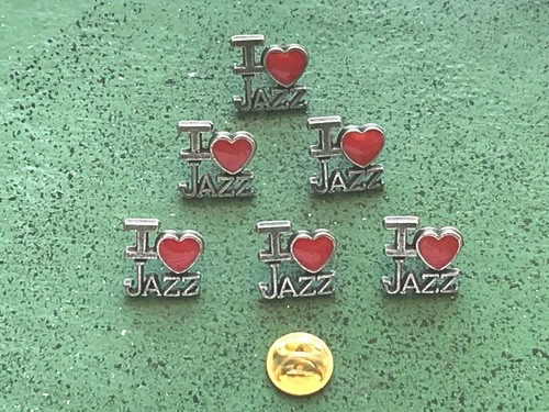 NEW ORLEANS MUSIC INSTRUMENT I LOVE JAZZ 10 PEWTER PINS with Heart ALL NEW.