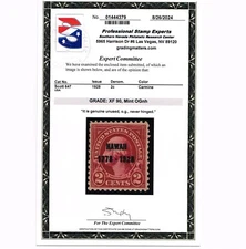 EXCELLENT GENUINE SCOTT #647 MINT PRISTINE OG NH HAWAII PSE CERT GRADED XF-90