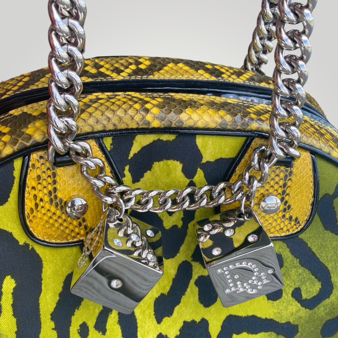 Christian Dior 2004 RUNWAY Green Leopard Yellow Snakeskin Christian Dior 2004 RUNWAY Green Leopard Yellow Snakeskin