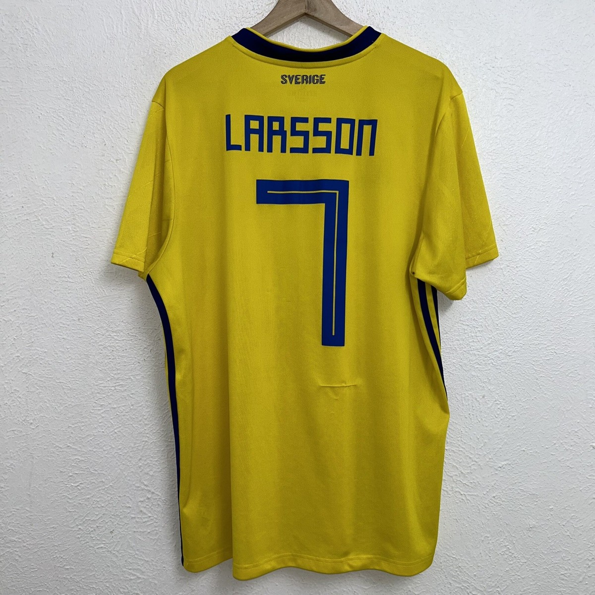 Adidas Sweden 2018-2019 Home Football Shirt Soccer Jersey #7 Adidas Sweden 2018-2019 Home Football Shirt Soccer Jersey #7
