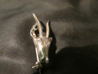 Schöne Vintage massive Silber Antilopen Brosche, Birm, 1983, NFC