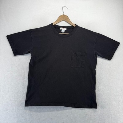 Vintage Express Tricot Shirt Men's medium Black Blank Boxy USA Made Pocket 90s