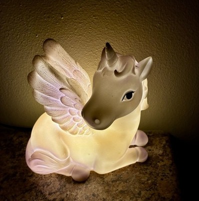 UNICORN Kids Night Light Table Lamp Pegasus Plug-In Bday Gift Figurine