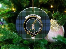 Lammie Clan Scottish Tartan Crest Ceramic Ornament