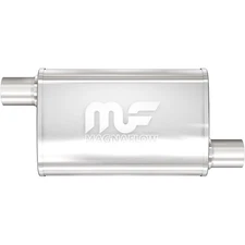 Exhaust Muffler Stainless Steel Oval Bi-Direction Satin Gray Exhaust Muffler 2"