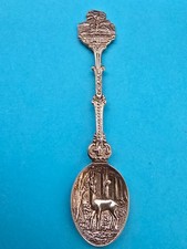 Vintage Holland Souvenir Spoon Carmel By The Sea Midway Point Deer Forest Scene