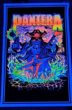 Pantera Black Light Felt Poster Cowboy On Fire #807 Scorpio Rare 1999 NOS