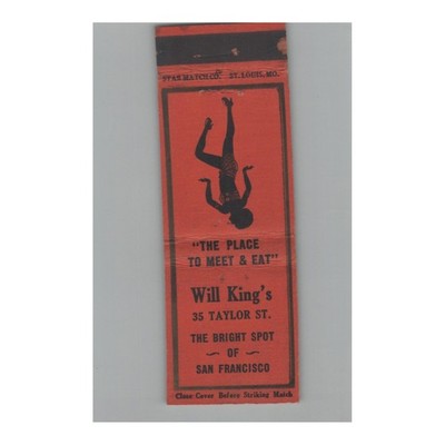 Matchbook Cover 1930s Star Match Co. Will King's Bright Spot San Francisco CA