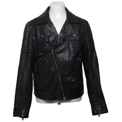 Topman, Bikerjacke, Herren, Größe: L, Schwarz, Baumwolle/Leder/Polyester #skM