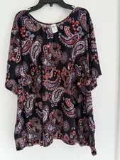 Swim 365 Swim365 NEW Swim Shirt Black Paisley s/s Swimsuit Top 34 36 3X 4X