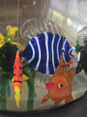 Lot Of 12 Blown Glass Marine Life Floating Sea Creatures Bubbles With Fish Bowl