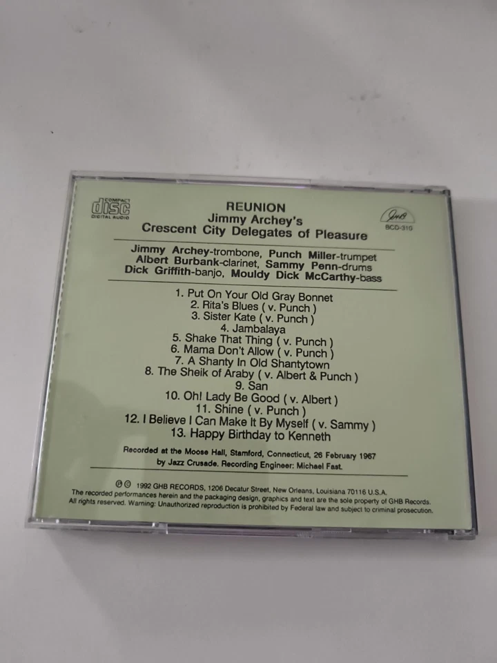 💿Jimmy Archeys Crescent City Delegates Of Pleasure Reunion💿 CD Top Zustand  - Bild 3 von 3