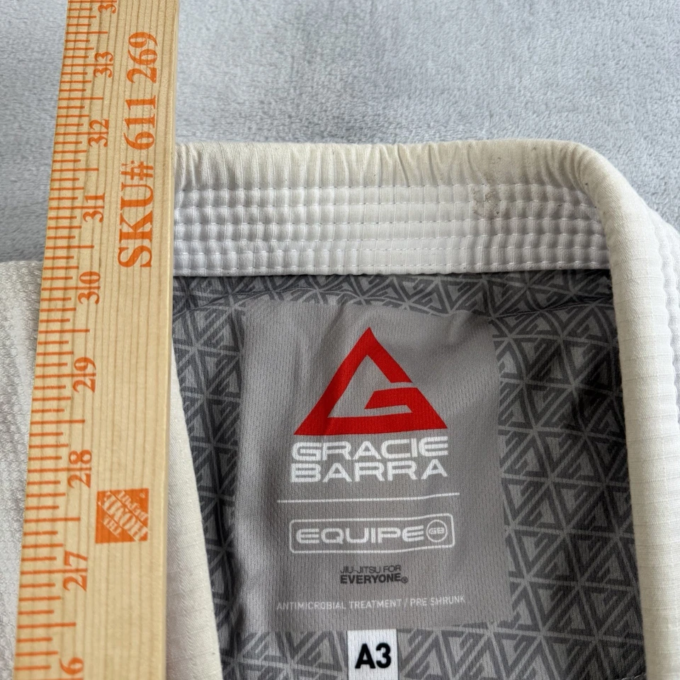 Gracie Barra Gi A3 Blanco BJJ Kimono Conjunto Chaqueta Top y Pantalones GB1 Equipe Atleta Foto 4 de 4