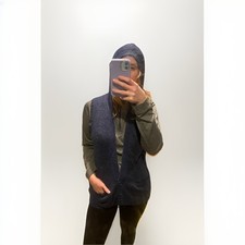 Woolrich Button Down Wool Blend Vest with Hood Size M Blue Grandpa Style