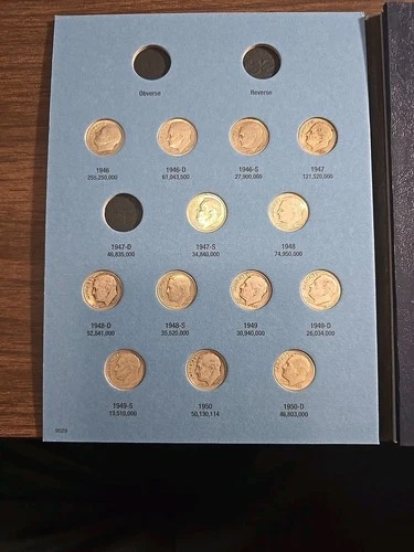 90% Silver Roosevelt Dime Partial Album 42 Dimes.