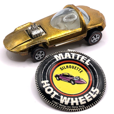 Hot Wheels Redline Silhouette 1967/1968 Gold White Interior - U.S.A. W/Button