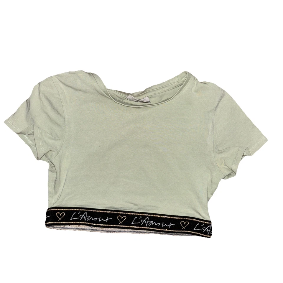 4 X Girls Cropped T Shirts With Sparkle Trim Age 9 Excellent Condition - Image 4 of 4