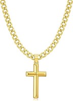 Kreuzkette Herren 14 Karat Vergoldet Edelstahl Kubanische Gliederkette 18-24