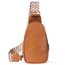 PU Leather Sling Bag Small Crossbody Sling Backpack Multipurpose Chest Bag fo...