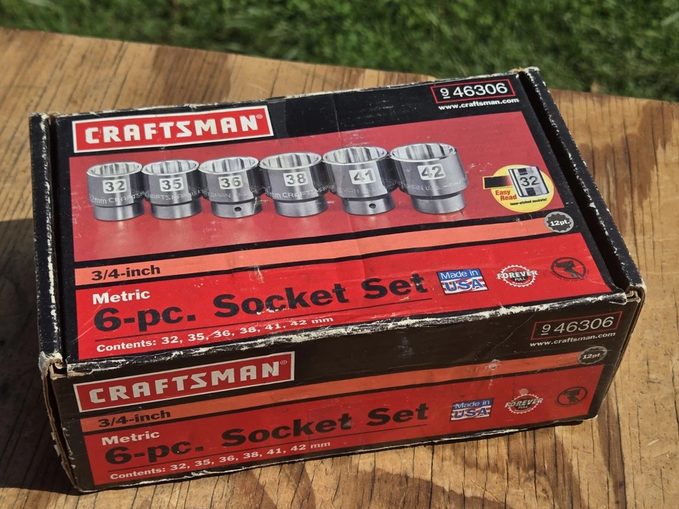 RARE NOS SEARS Craftsman USA METRIC 6pc 3/4” Drive Easy Read Socket Set 46306 - Image 2 of 4