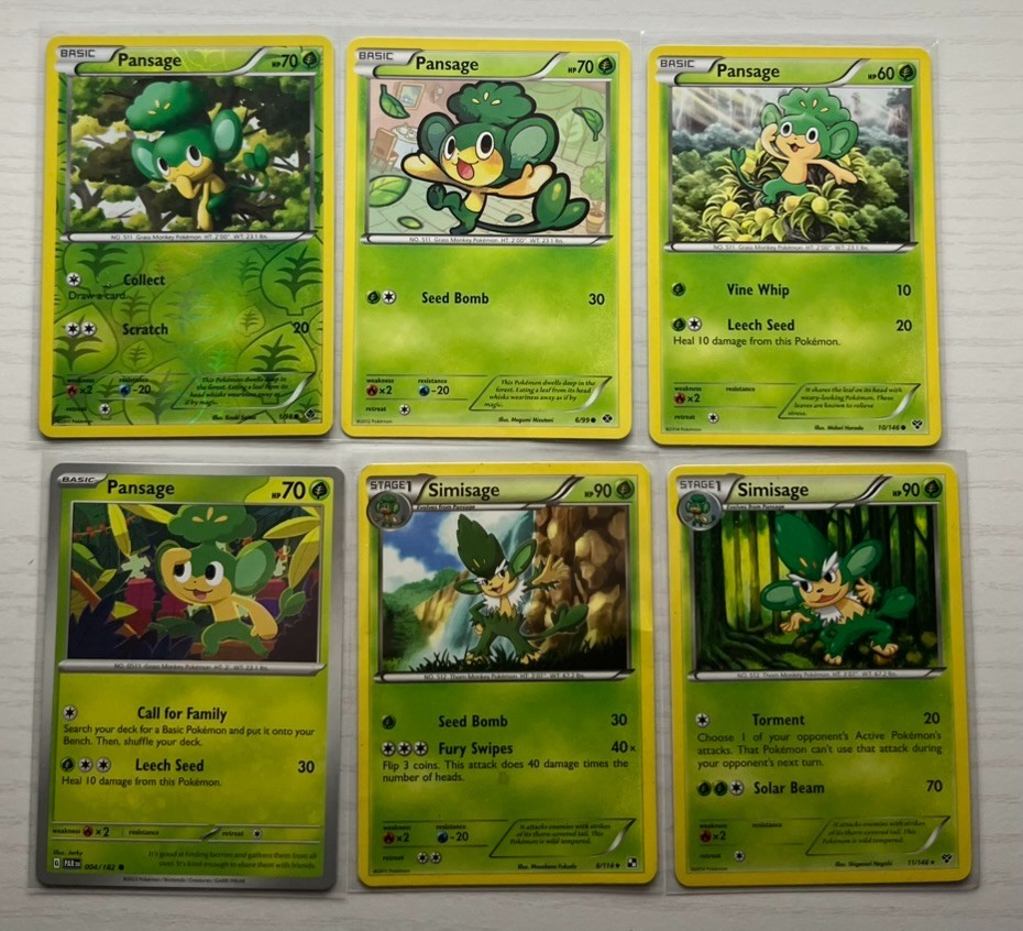 Pansage/Simisage Pokemon card collection set (Black & White)