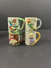 J.S.N.Y. Jeffrey Snyder 4 Fairy Tale Ceramic Mugs 3D Textured Handle/surface