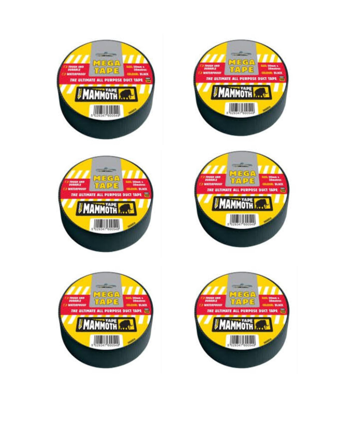 Everbuild MEGA ALL PURPOSE Tape Black 50mm - 483326 -  x6 Pack