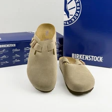 Birkenstock Boston Soft Footbed Suede Taupe Shoes Narrow/Wide Size EU37-45