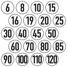 Geschwindigkeitsaufkleber 20cm ⌀ nach § 58 StVZO f. Bus Anhänger Traktor R237