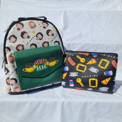 Loungefly Bioworld Friends Central Perk Chibi Backpack Bag and Wristlet Pouch