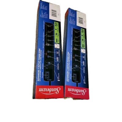 X2 Sunbeam Black Advanced 7 Outlet Power Strip Surge Protector New In Box