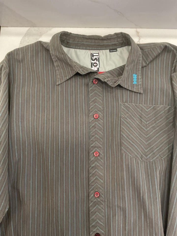 Camisa de surf a rayas manga larga con botones talla XL de Lost Enterprises para hombre Foto 3 de 4