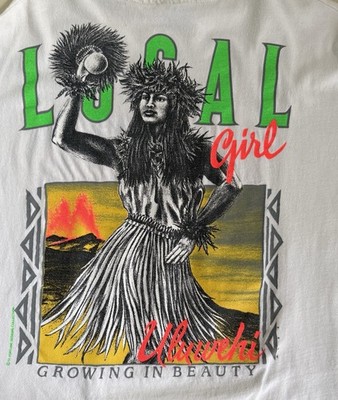 VTG Hawaiian Strength Local Girl Hula T-Shirt Size L