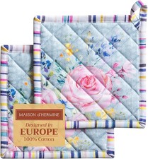 Maison d' Hermine Pot Holders set 100% Cotton Heat Resistant Potholders 20 cm x