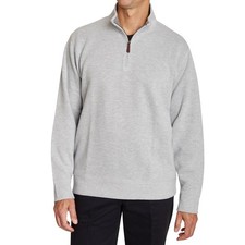 Lands' End Men's Grey Heather Ribbed Quarter Zip Sweater - Size: 2XL 50-52 
