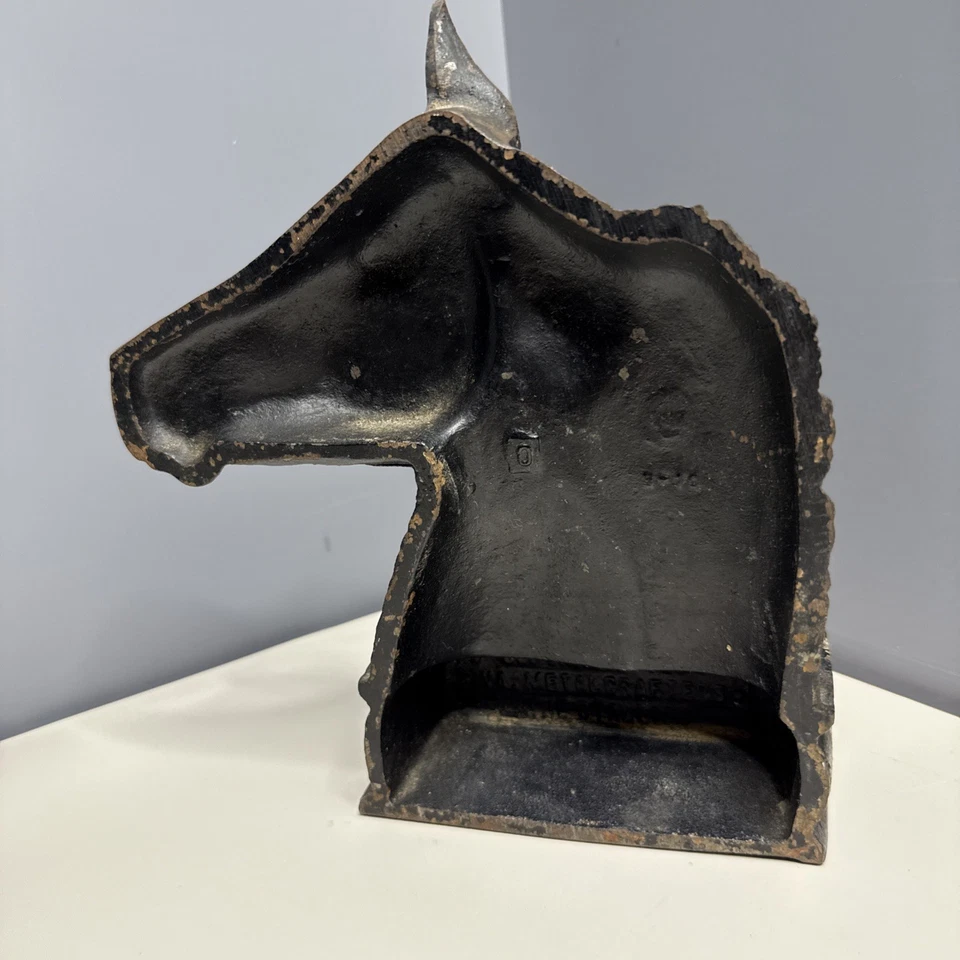 Vintage 1954 Virginia Metalcrafters The Stallion Black Cast Iron Horse Bookend - Image 4 of 4