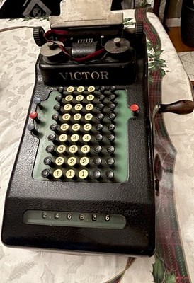 Antique Victor Hand Crank Adding Machine Pre WWIl Mechanical