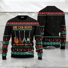 Vintage Guitar Lover Ugly Christmas Sweater Classic Rock Xmas Top Gift