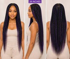 "Trama de extensión de cabello trenzado sintético púrpura de 26"" para trenzas de caja cabello de ganchillo"