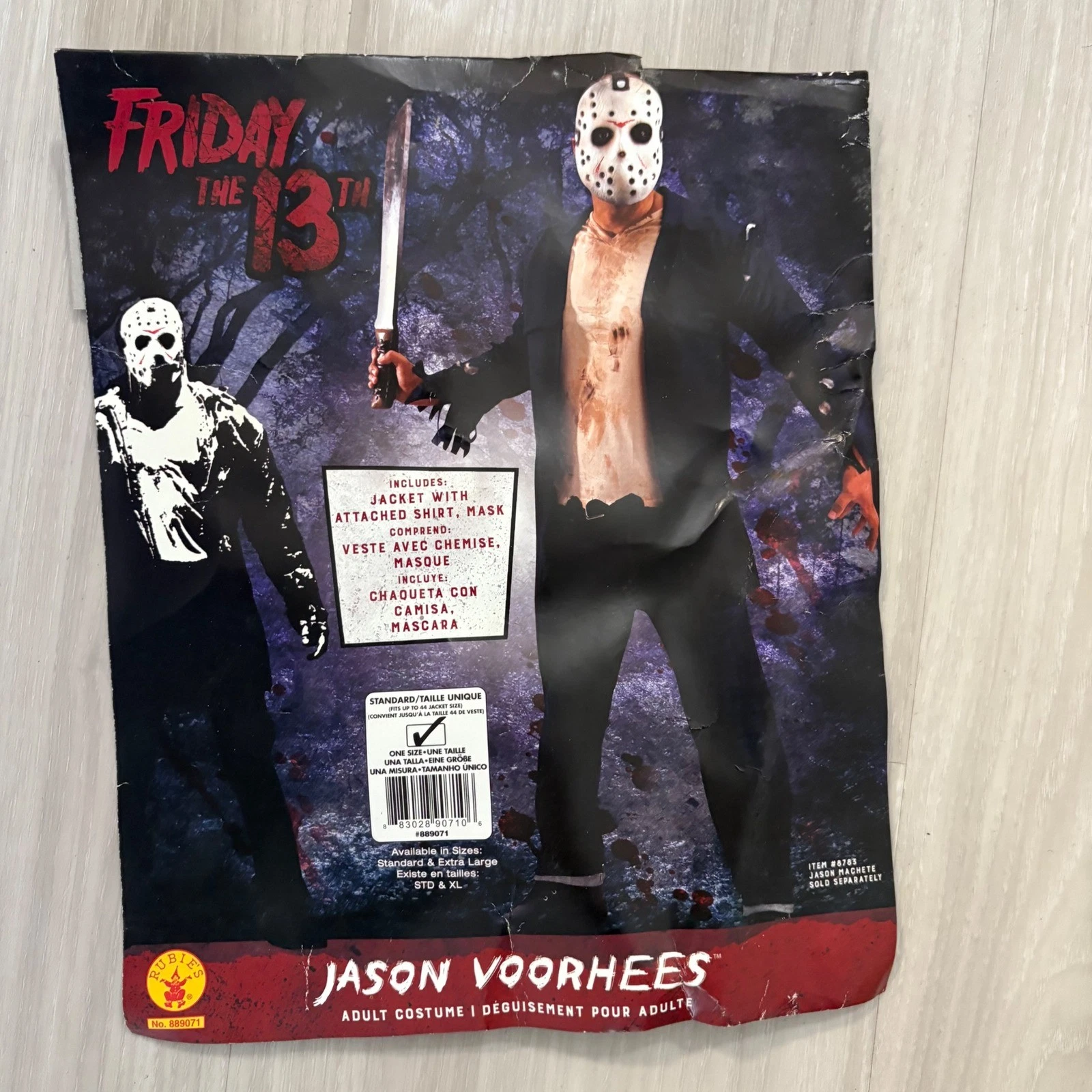 Friday the 13th Jason Voorhees Men Adult Costume Shirt Jacket Mask Std One Size