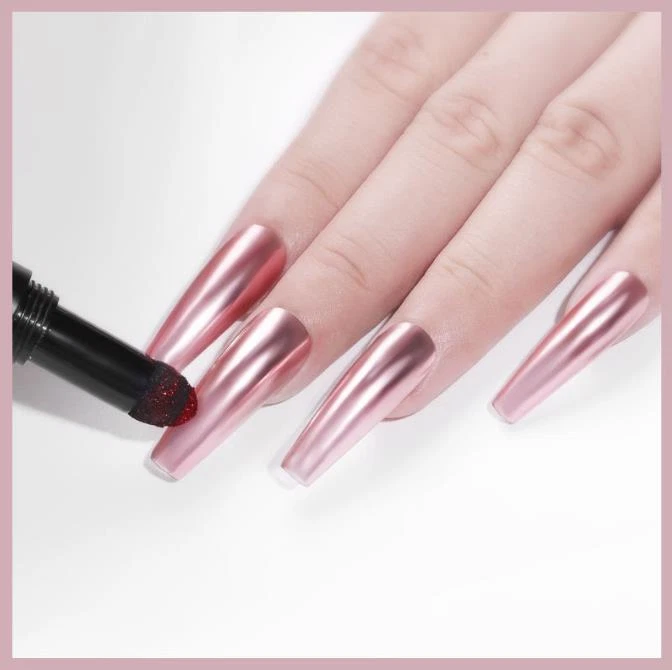 Espelho unha cromo caneta pó almofada de ar bastão laser poeira holográfica manicure - Imagem 4 de 4