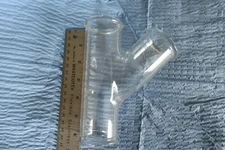 NOS Corning Pyrex Single Y Branch 1-1/2" Acid Waste Glass Drainline Fitting USA