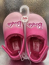 Barbie New Girls Size 7 Faux Fur Lined Slip On Shoes Pink