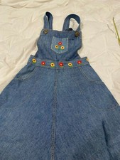 Gonna intera vintage Tracy Petites denim taglia 11 fiori ricamati ottima