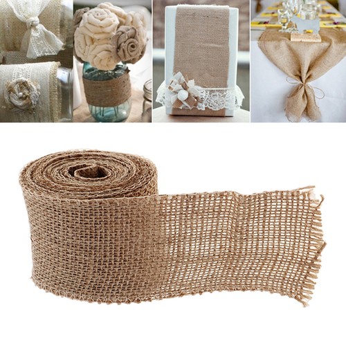 2 Meters Natural Burlap Burlap Ribbon For Wrapping Paper 8 Cm - Picture 1 of 12